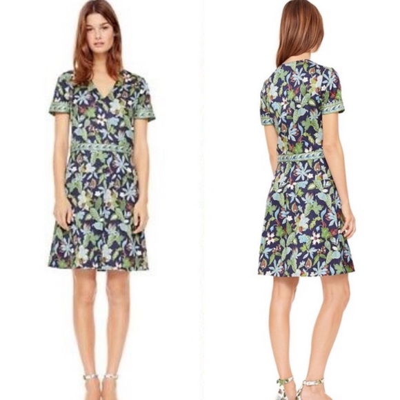 Tory Burch Garden Wisteria Silk Printed Dress - Picture 1 of 10